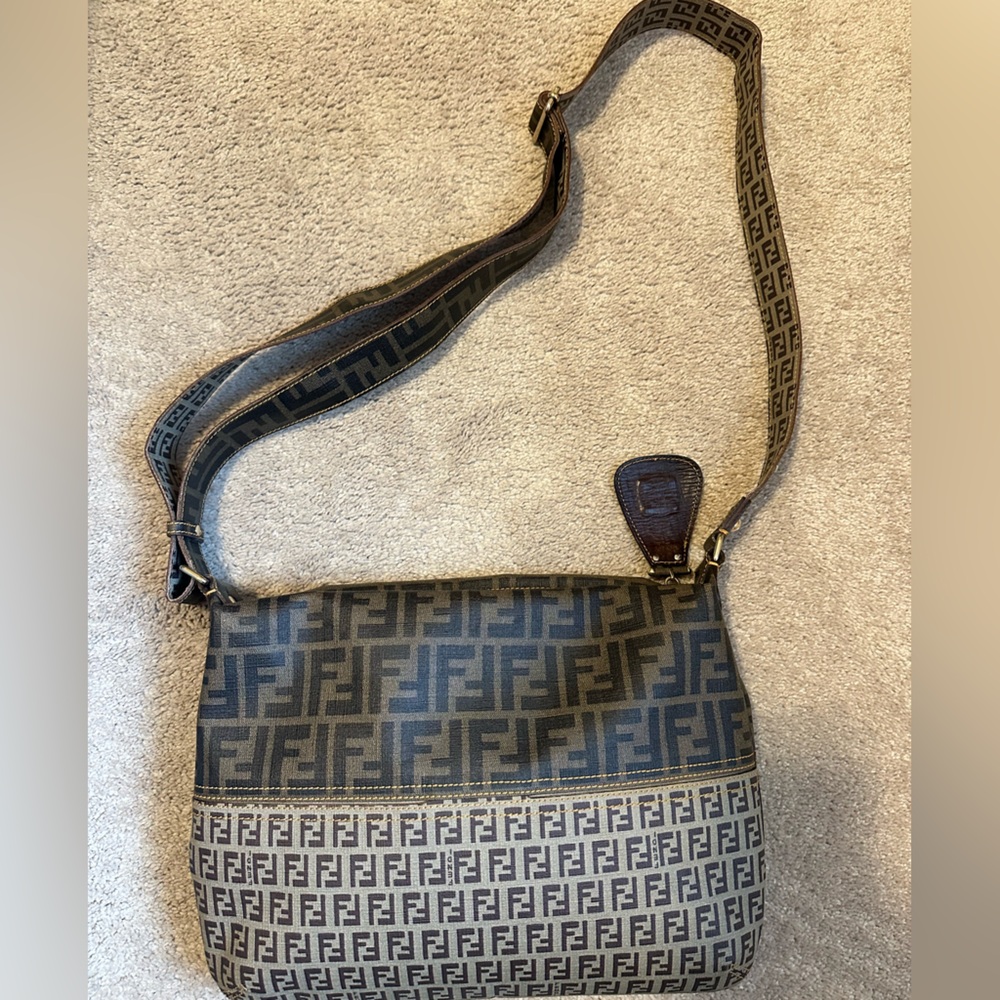 Fendi zip coated canvas bag